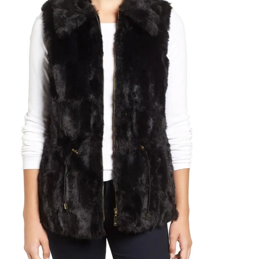 Chaus Faux Fur Black Vest SZ-M